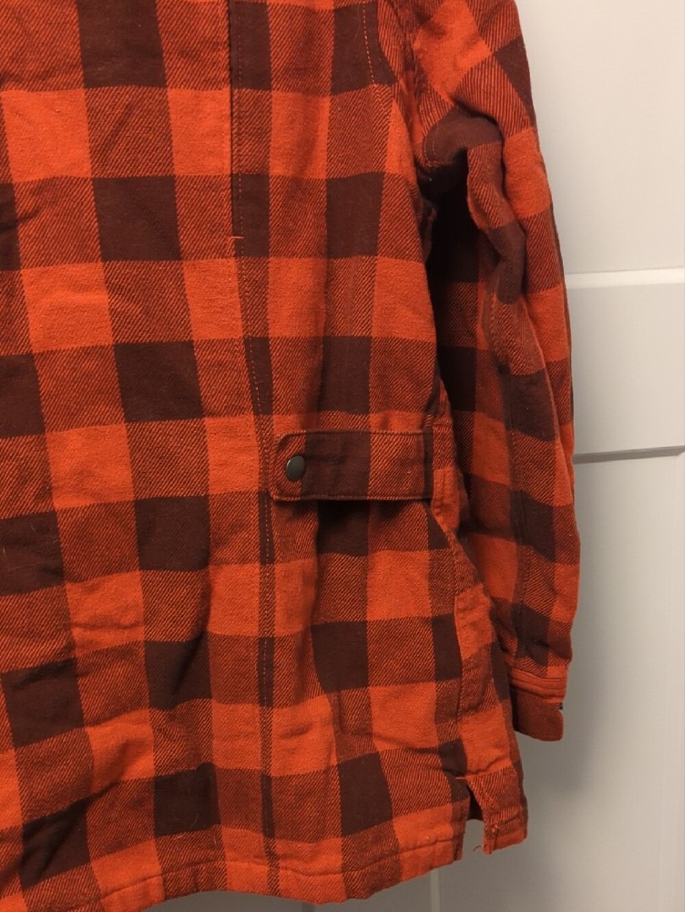 Men's Orange & Brown Plaid Field Jacket Duluth Flannel And Quilted Duck Line- M - Picture 9 of 16